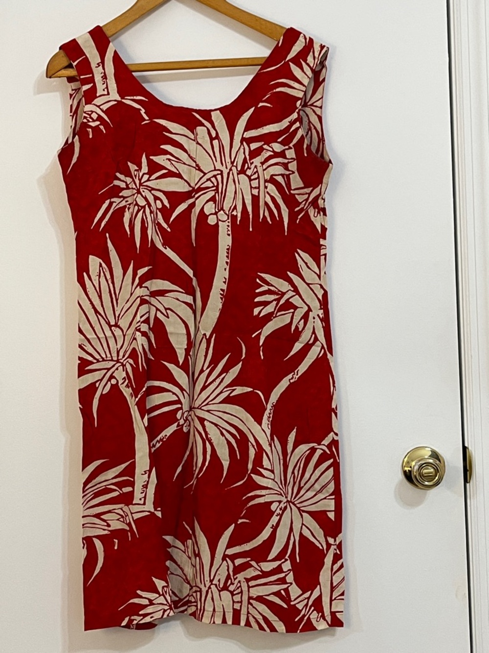 Vintage Jams World Red White Palm Print Mini Dress tropical Hawaiian y2k